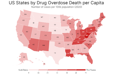 US States by Drug Overdose Death per Capita