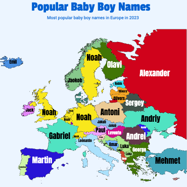 Most Popular Baby Boy Names in Europe