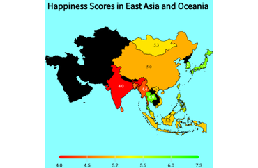 Happiness Scores in East Asia and Oceania